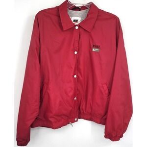 Vintage 1990s Nike Womens Maroon Jacket Windbreaker Lined Snap Button XL 16-18